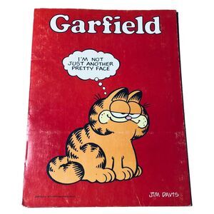 Garfield VTG 1978 Mead Pocket Folder Jim Davis School Portfolio Red Humor Meme